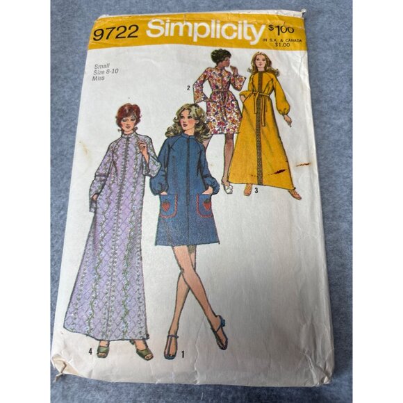 Vintage Simplicity 9722 Sewing Pattern Misses Robe Size 8 10 Small 1971 - Picture 5 of 5